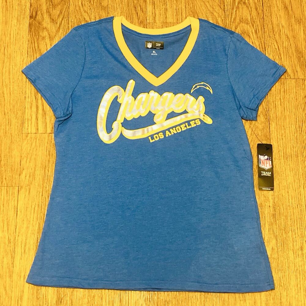 NFL Los Angeles Chargers Blue Women’s Short Sleeve V-Neck Shirt Size XL